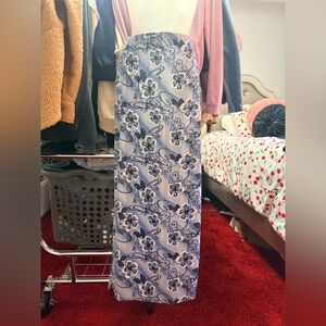 Floral Maxi Skirt in Blue and White